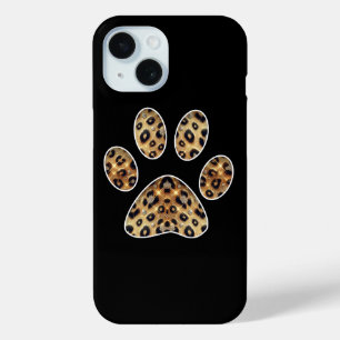 Pootafdruk met goud & zwarte luipaard glans iPhone 15 case