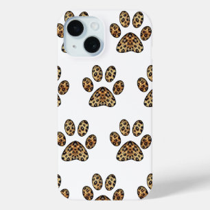 Pootafdruk met goud & zwarte luipaard glans iPhone 15 case