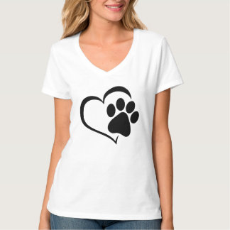 Pootafdruk met Hart Dames T-shirt – Mooie Hond Lie