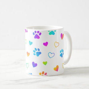 pootafdruk mok, hartpatroon mok, regenboog huisdie koffiemok