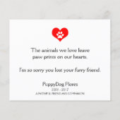 pootafdruk op je hart huisdier verlies herdenkings (Achterkant)