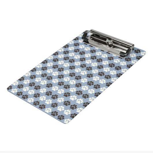 Pootafdruk patroon zilver blauw mini klembord (Angled3)