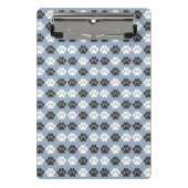 Pootafdruk patroon zilver blauw mini klembord (Voorkant)