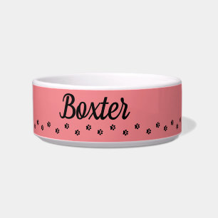 Pootafdruk Roze Monogram Huisdier Voerbakje