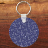 Pootafdrukcookies Blauwe Patroon Monogram Sleutelhanger (Achterkant)