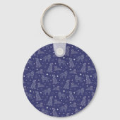 Pootafdrukcookies Blauwe Patroon Monogram Sleutelhanger (Achterkant)