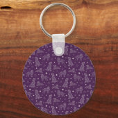 Pootafdrukcookies donkerpaars patroon monogram sleutelhanger (Achterkant)