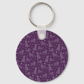 Pootafdrukcookies donkerpaars patroon monogram sleutelhanger (Achterkant)