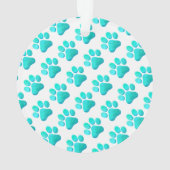 Pootafdrukken Aqua Blauwe HUISDIERNAAM Oranje Mode Ornament (achterkant)