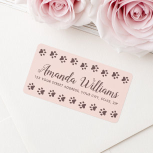 Pootafdrukken blozen roze bruin mooie script retou etiket