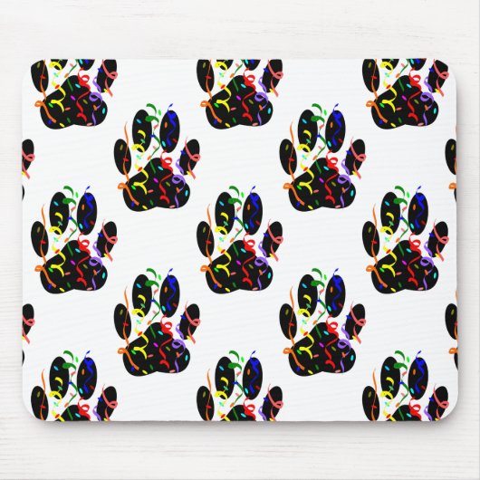 Pootafdrukken Confetti En Feestslinger Patroon Muismat (Voorkant)