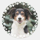 Pootafdrukken en Hartjes Frame Honden Foto Ronde Sticker (Voorkant)