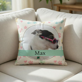 Pootafdrukken & Harten Aangepaste Hond Foto  Kussen