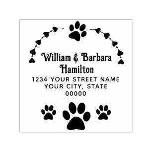 Pootafdrukken Hartjes Frame Naam Retouradres Zelfinktende Stempel