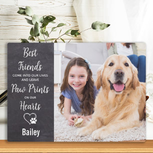 Pootafdrukken in onze harten Hond Dier Herdenking Fotoplaat
