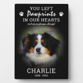 Pootafdrukken in onze harten huisdierherdenking fotoplaat (voorkant)