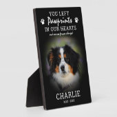 Pootafdrukken in onze harten huisdierherdenking fotoplaat (Zijkant)