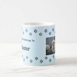 Pootafdrukken Lichtblauwe Hond Foto Aangepaste Naa Koffiemok