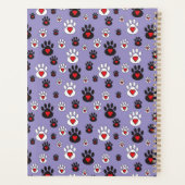 Pootafdrukken met rode harten op blauw planner (Achterkant)