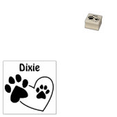 Pootafdrukken op Hart Met Aangepaste Huisdiernaam Rubberstempel (Gestempeld)