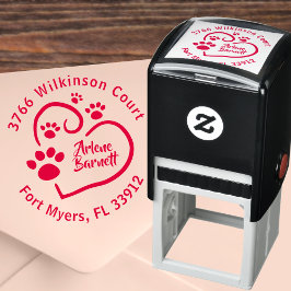 Pootafdrukken Op Je Hart Ronde Retouradressticker Zelfinktende Stempel