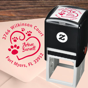 Pootafdrukken Op Je Hart Ronde Retouradressticker Zelfinktende Stempel