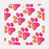 Pootafdrukken Roze Oranje HUISDIERNAAM Hond Kat Le Metalen Ornament (Achterkant)