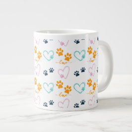 Pootafdrukken Schattige Hond Liefhebber Grote Koffiekop