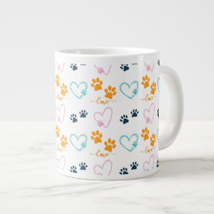 Pootafdrukken Schattige Hond Liefhebber Grote Koffiekop