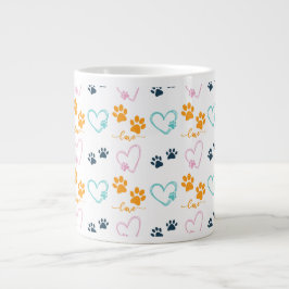 Pootafdrukken Schattige Hond Liefhebber  Grote Koffiekop