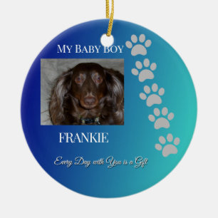 Pootafdrukken van Liefde Navy Teal Keramisch Ornament