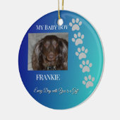 Pootafdrukken van Liefde Navy Teal Keramisch Ornament (Links)