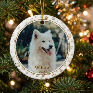 Pootafdrukken Waterverf Huisdier Foto Naam Keramisch Ornament