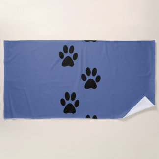 Pootafdrukken zwart en blauw strandlaken