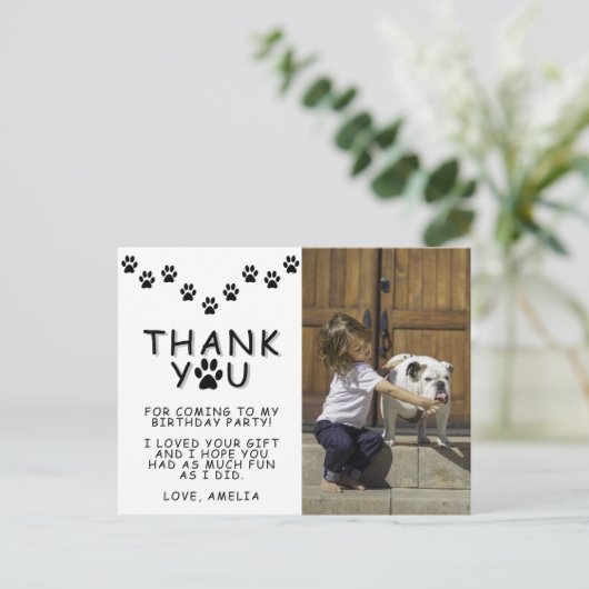 Pootafdrukken Zwart Witte Verjaardag Bedankt Foto  Briefkaart (Staand voorkant)