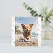 Pootafdrukkenlijstje Aangepaste huisdier foto Feestdagenkaart (Staand voorkant)