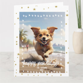 Pootafdrukkenlijstje met eigen huisdierenfoto kaart