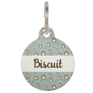 Pootafdrukkoekjes Groen Patroon Monogram Huisdierpenning