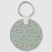 Pootafdrukkoekjes Groen Patroon Monogram Sleutelhanger (Achterkant)