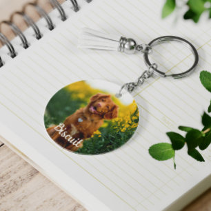 Pootafdrukkoekjes Groen Patroon Monogram Sleutelhanger