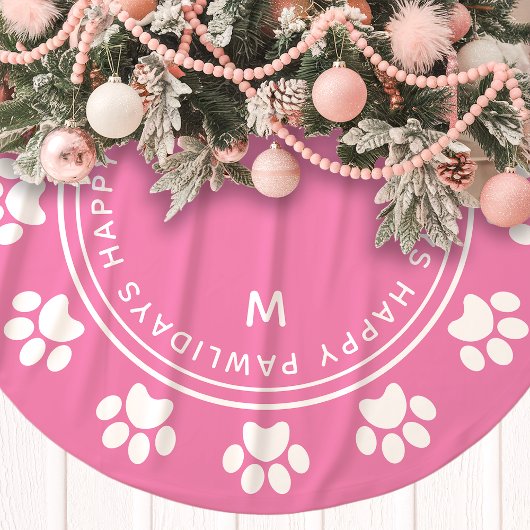 Pootafdrukkrans Monogram Dier Roze Kerstmis Kerstboom Rok