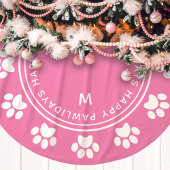 Pootafdrukkrans Monogram Dier Roze Kerstmis Kerstboom Rok