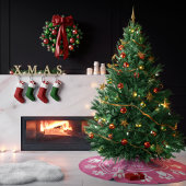 Pootafdrukkrans Monogram Dier Roze Kerstmis Kerstboom Rok