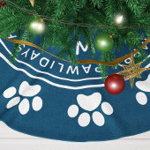 Pootafdrukkrans Monogram Hond Navy Kerstmis Kerstboom Rok