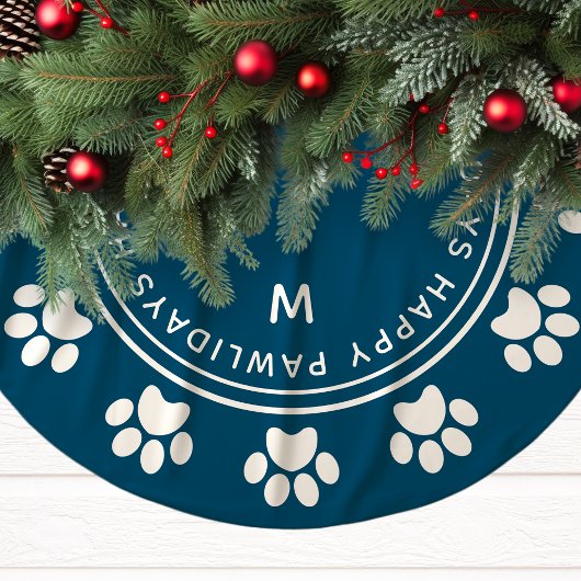 Pootafdrukkrans Monogram Hond Navy Kerstmis Kerstboom Rok
