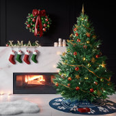Pootafdrukkrans Monogram Hond Navy Kerstmis Kerstboom Rok
