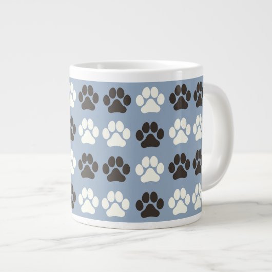 Pootafdrukpatroon Zilver Blauw Grote Koffiekop (Voorkant rechts)