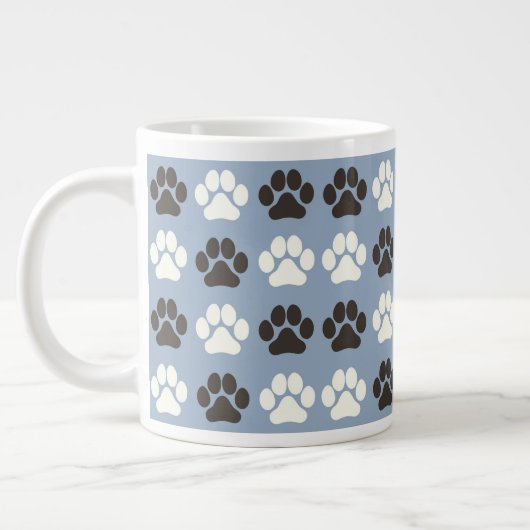 Pootafdrukpatroon Zilver Blauw  Grote Koffiekop (Links)