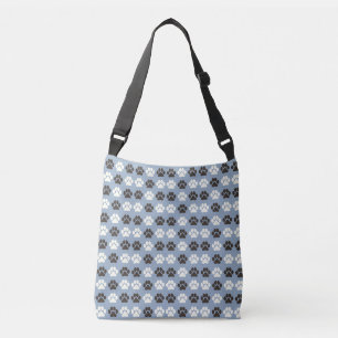 Pootafdrukpatroon Zilverblauw Crossbody Tas