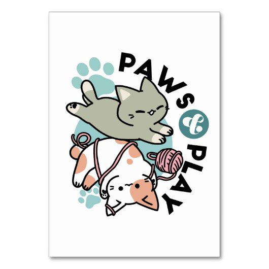 Pooten en Spelen – Schattige Kat Illustratie Kaart (Voorkant)
